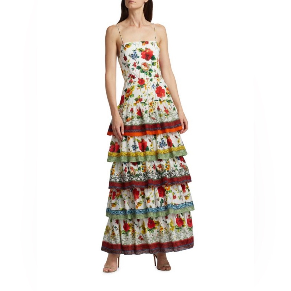 ALICE + OLIVIA Valencia Floral Tiered Maxi Dress Size 2 New - Picture 5 of 13